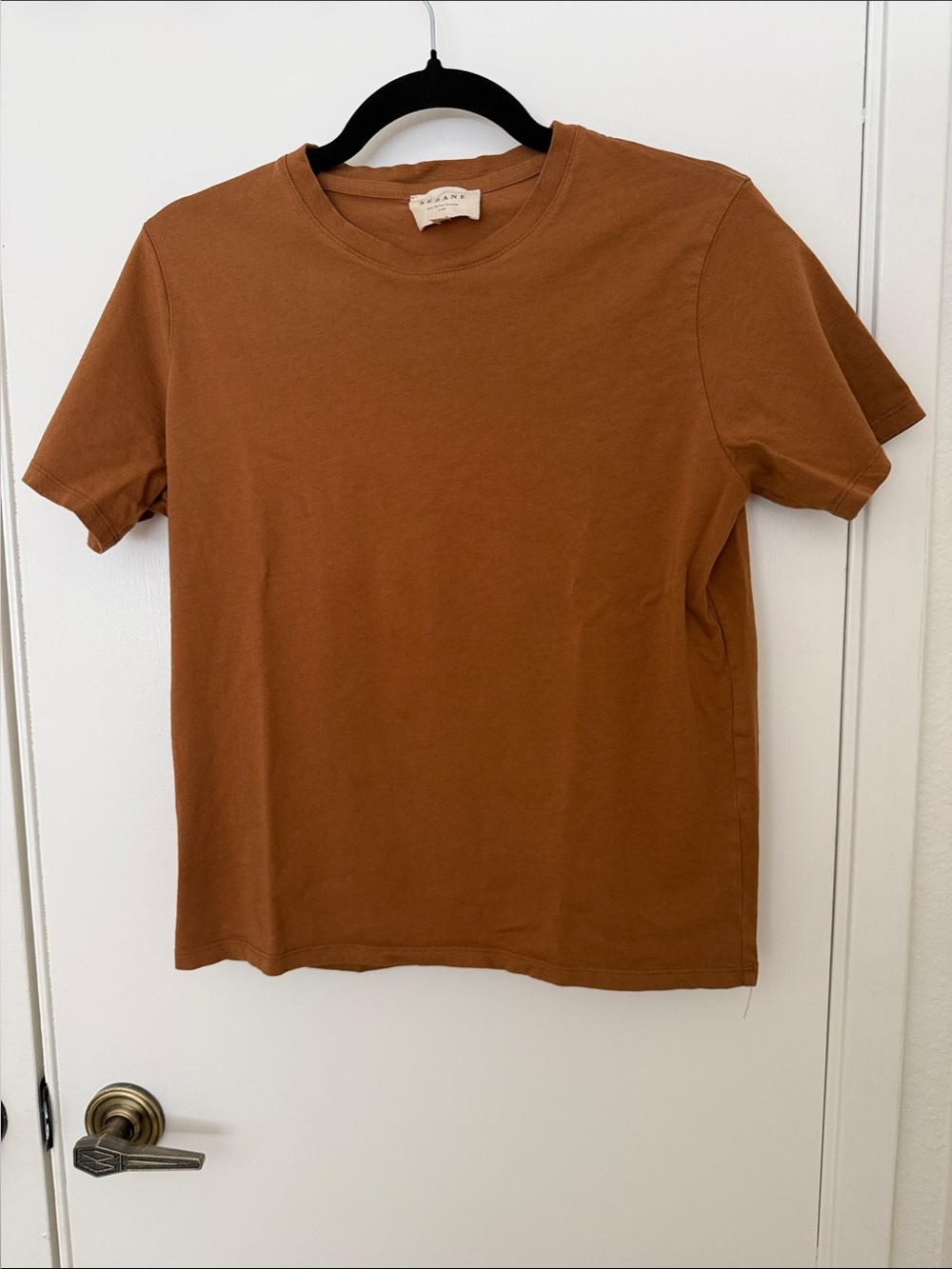 Sezane Short Sleeve Tee in Warm Brown